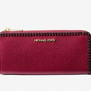 Michael Kors Jet Set Travel Large Pebbled Leather Quarter-Zip Wallet